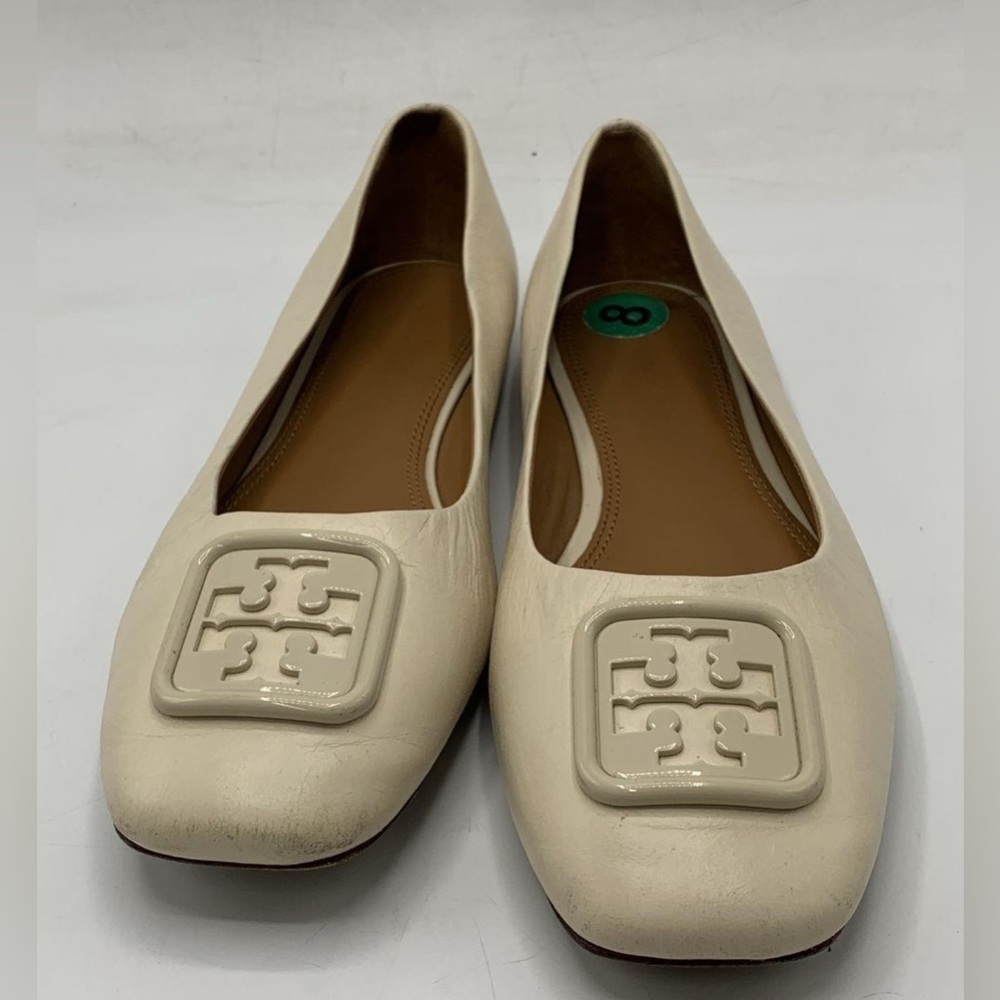 Tory Burch Square Toe Leather Georgia Ballet Flats Size 8 - Picture 4 of 7